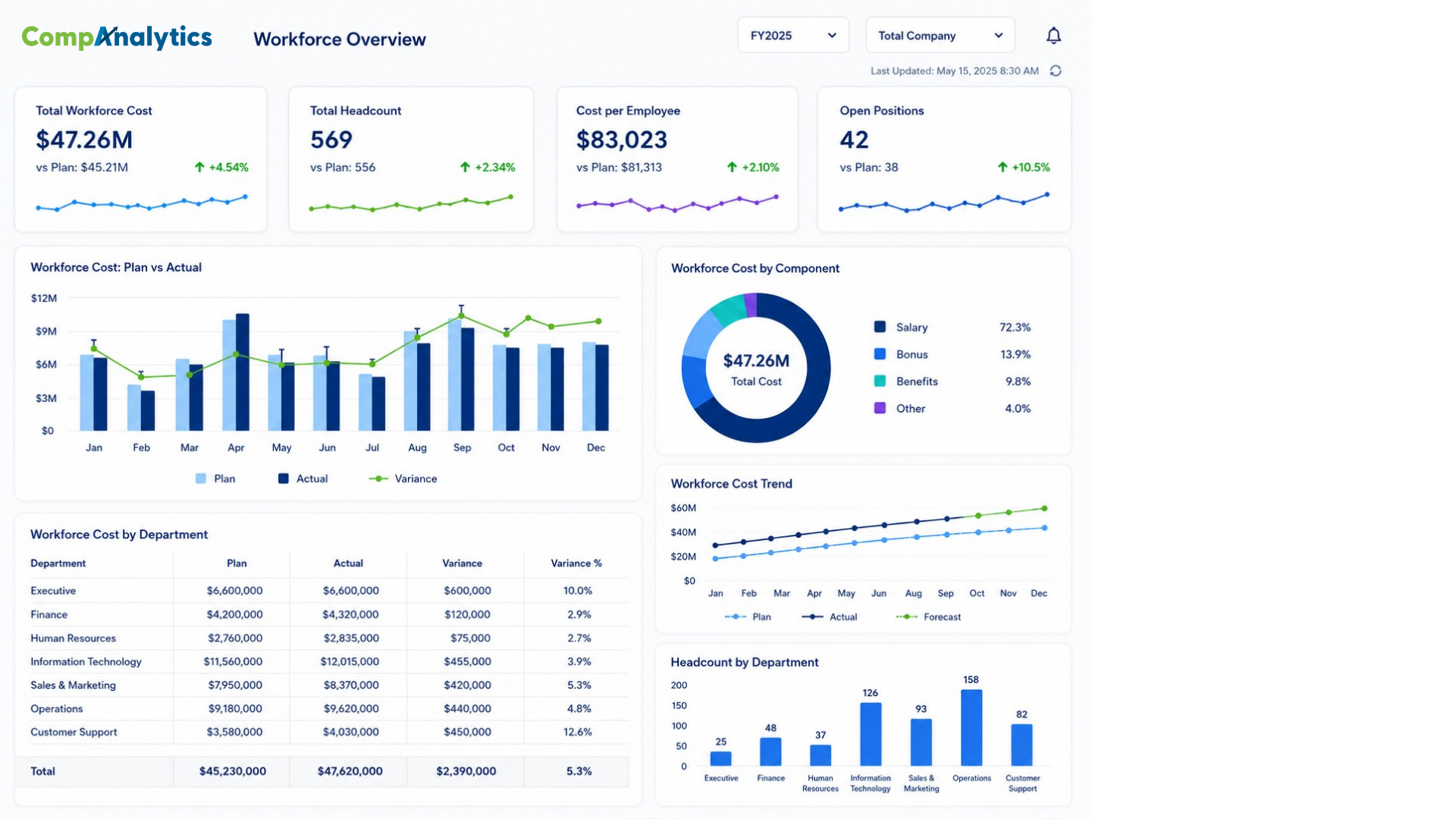CompAnalytics workforce planning dashboard